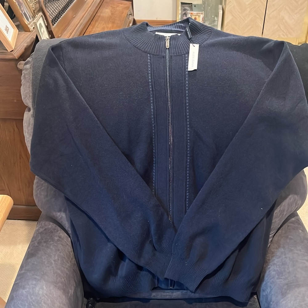 Alex Cannon full zip navy blue sweater - Picture 2 of 4